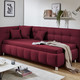 Schlafsofas - Studioliege mit Kissen und Bettkasten, in Farbe BEIGE, in Ausführung Kopfteil links, mit Federkern-Festpolsterung – Farbe ROT – Ansicht 1