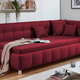 Schlafsofas - Studioliege mit Kissen und Bettkasten, in Farbe BEIGE, in Ausführung Kopfteil links, mit Federkern-Festpolsterung – Farbe ROT – Ansicht 3