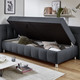 Schlafsofas - Studioliege mit Kissen und Bettkasten, in Farbe BEIGE, in Ausführung Kopfteil links, mit Federkern-Festpolsterung – Farbe ANTHRAZIT – Ansicht 2