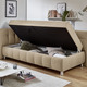 Schlafsofas - Studioliege mit Kissen und Bettkasten, in Farbe BEIGE, in Ausführung Kopfteil links, mit Federkern-Festpolsterung – Farbe BEIGE – Ansicht 2