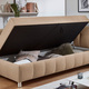Schlafsofas - Studioliege mit Kissen und Bettkasten, in Farbe BEIGE, in Ausführung Kopfteil links, mit Federkern-Festpolsterung – Farbe BEIGE – Ansicht 2