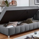 Schlafsofas - Studioliege mit Kissen und Bettkasten, in Farbe BEIGE, in Ausführung Kopfteil links, mit Federkern-Festpolsterung – Farbe GRAU – Ansicht 4
