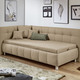 Schlafsofas - Studioliege mit Kissen und Bettkasten, in Farbe BEIGE, in Ausführung Kopfteil links, mit Federkern-Festpolsterung – Farbe BEIGE – Ansicht 3