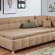 Schlafsofas - Studioliege mit Kissen und Bettkasten, in Farbe BEIGE, in Ausführung Kopfteil links, mit Federkern-Festpolsterung – Farbe BEIGE – Ansicht 6