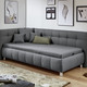 Schlafsofas - Studioliege mit Kissen und Bettkasten, in Farbe BEIGE, in Ausführung Kopfteil links, mit Federkern-Festpolsterung – Farbe GRAU – Ansicht 5