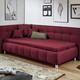 Schlafsofas - Studioliege mit Kissen und Bettkasten, in Farbe BEIGE, in Ausführung Kopfteil links, mit Federkern-Festpolsterung – Farbe ROT – Ansicht 5