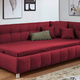 Schlafsofas - Studioliege mit Kissen und Bettkasten, in Farbe BEIGE, in Ausführung Kopfteil links, mit Federkern-Festpolsterung – Farbe ROT – Ansicht 8