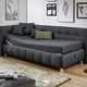 Schlafsofas - Studioliege mit Kissen und Bettkasten, in Farbe BEIGE, in Ausführung Kopfteil links, mit Federkern-Festpolsterung – Farbe ANTHRAZIT – Ansicht 6