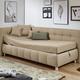 Schlafsofas - Studioliege mit Kissen und Bettkasten, in Farbe BEIGE, in Ausführung Kopfteil links, mit Federkern-Festpolsterung – Farbe BEIGE – Ansicht 4
