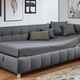 Schlafsofas - Studioliege mit Kissen und Bettkasten, in Farbe BEIGE, in Ausführung Kopfteil links, mit Federkern-Festpolsterung – Farbe GRAU – Ansicht 9