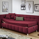 Schlafsofas - Studioliege mit Kissen und Bettkasten, in Farbe BEIGE, in Ausführung Kopfteil links, mit Federkern-Festpolsterung – Farbe ROT – Ansicht 6