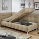 Schlafsofas - Studioliege mit Kissen und Bettkasten, in Farbe BEIGE, in Ausführung Kopfteil links, mit Federkern-Festpolsterung – Farbe BEIGE – Ansicht 5