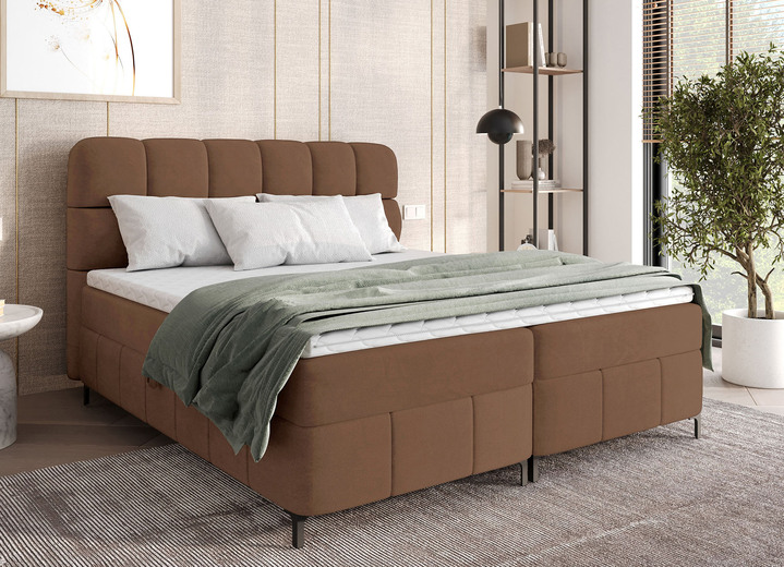 Boxspringbetten - Boxspringbett mit Bettkasten und Topper, in Farbe BRAUN Ansicht 1