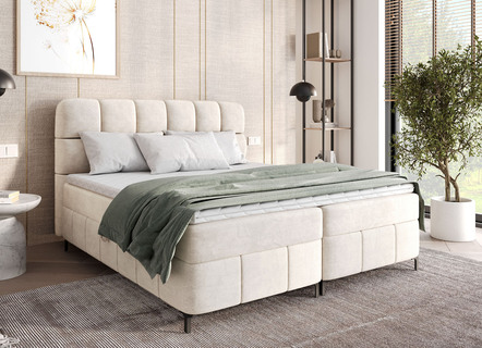 Boxspringbett mit Bettkasten und Topper