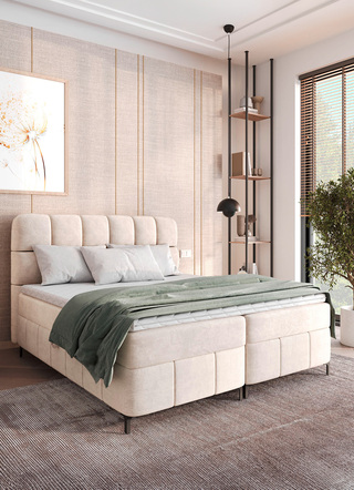 Boxspringbett mit Bettkasten und Topper