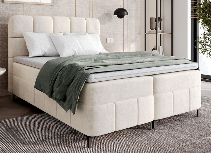 Boxspringbetten - Boxspringbett mit Bettkasten und Topper, in Farbe CREME Ansicht 6