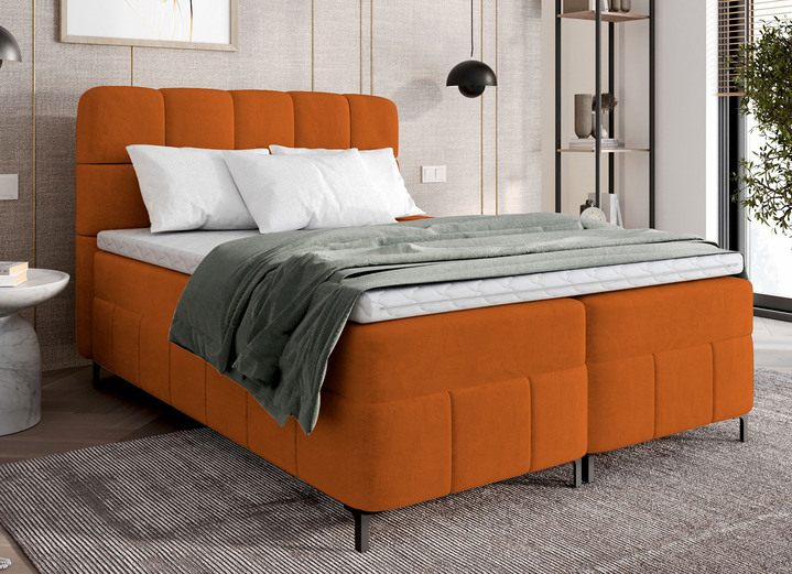 Boxspringbetten - Boxspringbett mit Bettkasten und Topper, in Farbe TERRA Ansicht 1