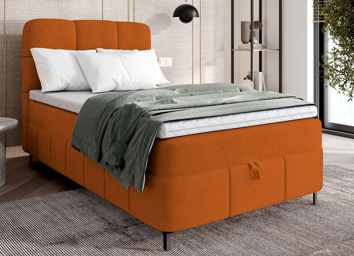 Boxspringbetten - Boxspringbett mit Bettkasten und Topper, in Farbe CREME Ansicht 4