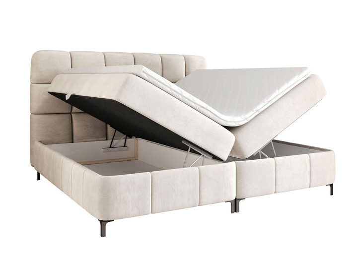 Boxspringbetten - Boxspringbett mit Bettkasten und Topper, in Farbe CREME Ansicht 3