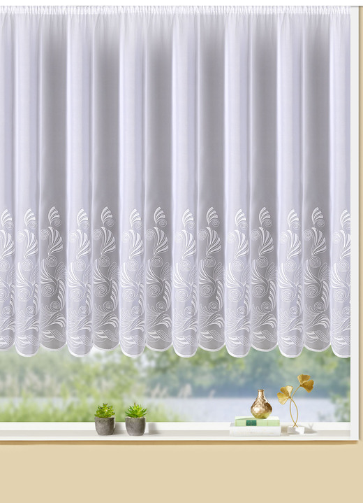 Plauener Stickerei - Hochwertiger Blumenfensterstore Blumenfenster-Store, in Größe 140 (125x300 cm) bis 181 (175x600 cm), in Farbe WEISS Ansicht 1