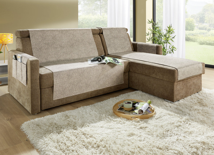 Sessel- & Sofaüberwürfe - Wohnaccessoires mit gekettelten Abschlüssen in Melange-Optik, in Größe 101 (Sesselschoner, 50x140 cm) bis 865 (2 Armlehnenschoner, 38x 55 cm), in Farbe GRÜN Ansicht 14