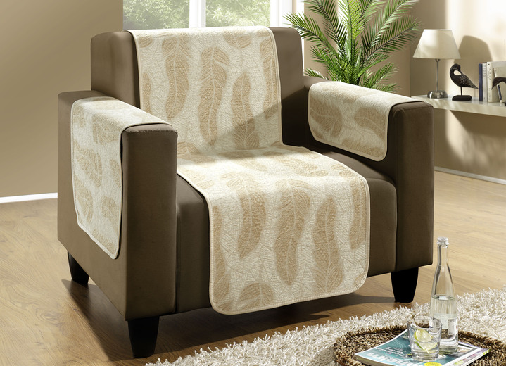 Sessel- & Sofaüberwürfe - Sesselschoner mit Anti-Rutsch-Beschichtung, in Größe 101 (Sesselschoner, 50x150 cm) bis 865 (2 Armlehnenschoner, 50x 70 cm), in Farbe NATUR Ansicht 1