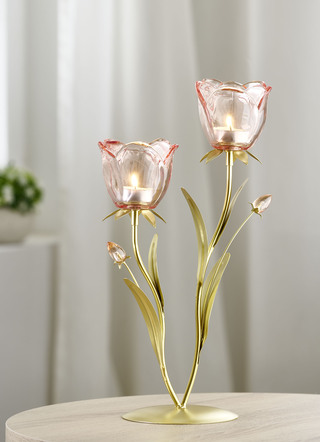 Eleganter Teelichthalter mit Gläser in Rosenform