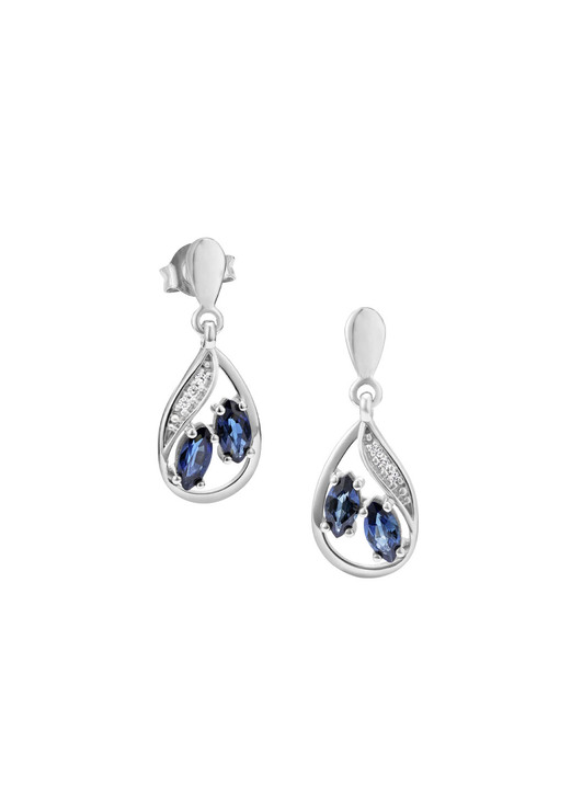 Ohrschmuck - Strahlende Schönheit: Ohrstecker mit echt Saphir und 6 Brillanten, in Farbe  Ansicht 2