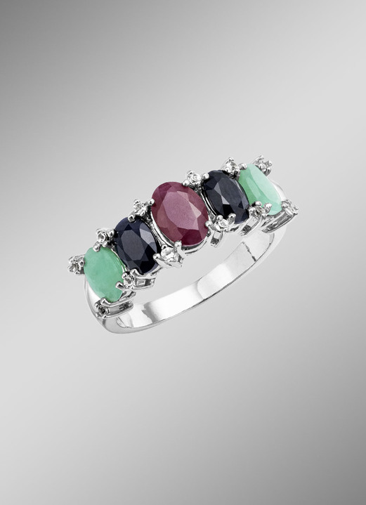 Ringe - Farbenfrohe Eleganz: Damenring mit echten Edelsteinen, in Größe 160 bis 220, in Farbe  Ansicht 1