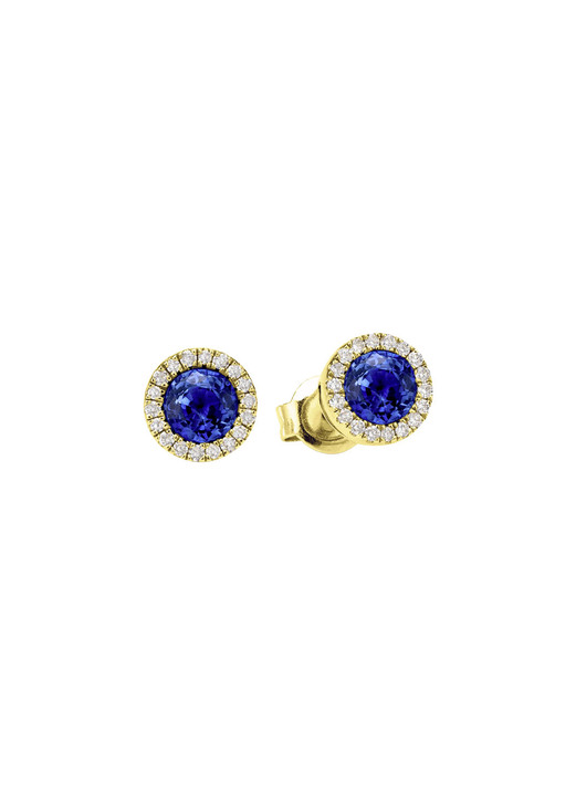 Ohrschmuck - Strahlende Eleganz: Ohrstecker mit echt Saphir und 36 Brillanten, in Farbe  Ansicht 2