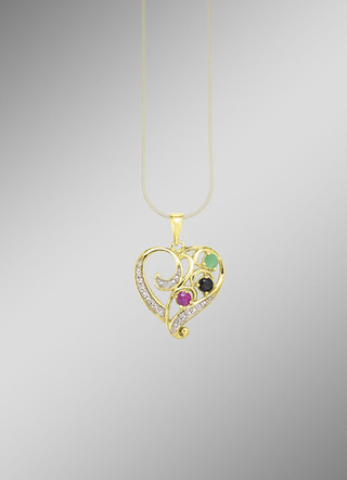 Romantischer Herz-Anhänger mit Edelsteinen und Diamant