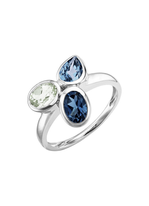 Ringe - Harmonie der Farben: Damenring mit Blautopasen und grünem Amethyst, in Größe 160 bis 220, in Farbe  Ansicht 2