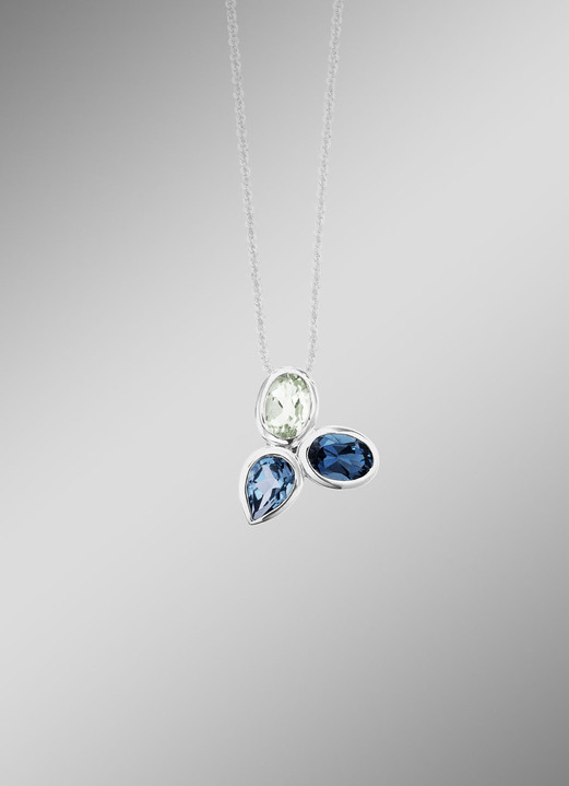 Anhänger - Zeitlose Eleganz Anhänger mit Blautopasen und echt grünem Amethyst, in Farbe  Ansicht 1