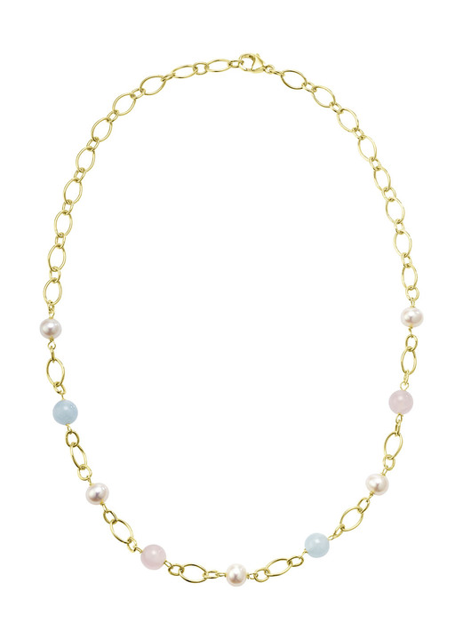 Halsketten - Elegante Farbharmonie: Halskette mit Edelsteinen und Zuchtperlen, in Farbe  Ansicht 2