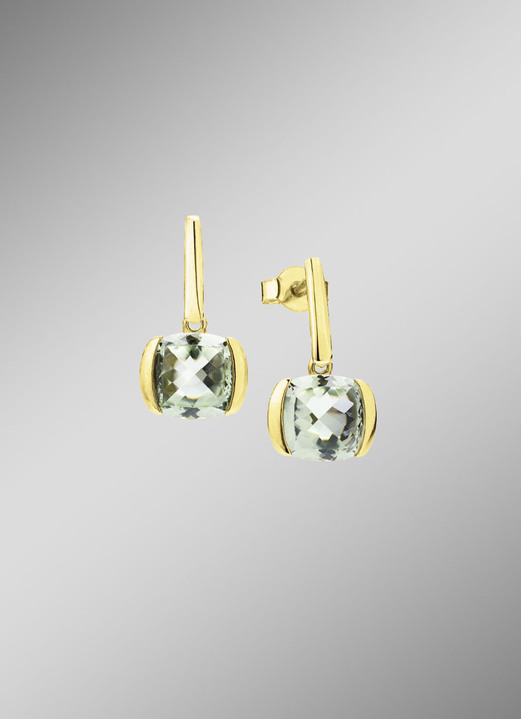 Ohrschmuck - Edle Ohrstecker mit echt grünem Amethyst, in Farbe  Ansicht 1