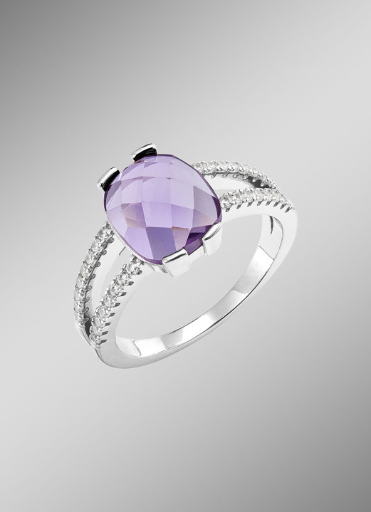 Ringe - Funkelnde Raffinesse: Damenring mit echt Amethyst, in Größe 160 bis 220, in Farbe  Ansicht 1