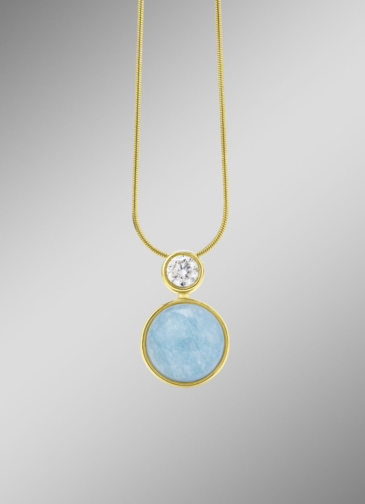 Anhänger - Elegante Raffinesse: Anhänger mit echtem, blauem Chalcedon, in Farbe  Ansicht 1