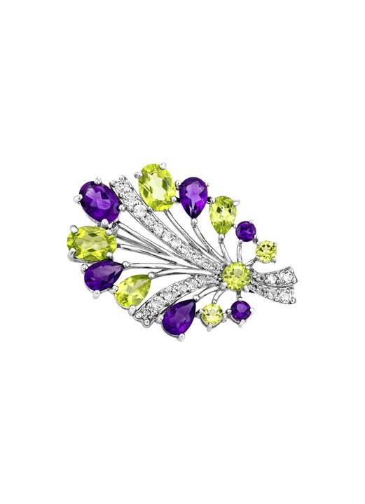 Anstecknadeln/Broschen - Blühende Eleganz: Anstecknadel mit echten Edelsteinen, in Farbe  Ansicht 2