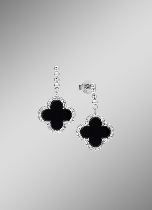 Ohrschmuck - Schicke Kleeblatt-Ohrstecker aus Silber, in Farbe  Ansicht 1
