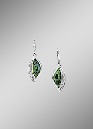 Elegane Ohrringe aus Silber mit echtem Abalone-Perlmutt