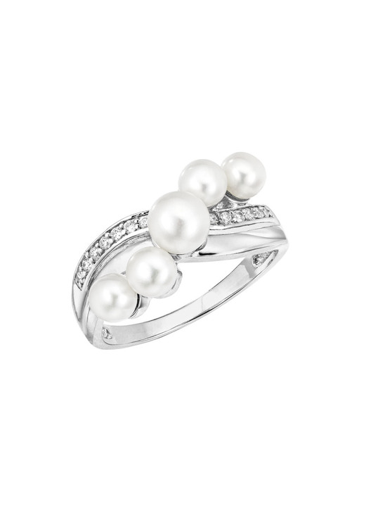 Ringe - Perlenglanz und strahlende Eleganz: Damenring mit Süßwasser-Zuchtperlen, in Größe 160 bis 220, in Farbe  Ansicht 2