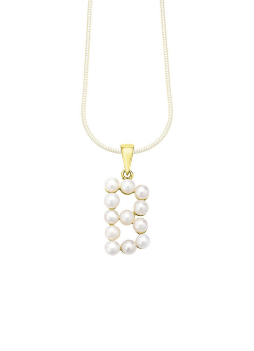 Anhänger - Personalisierte Eleganz: Buchstaben-Anhänger mit Süßwasser-Zuchtperlen, in Farbe , in Ausführung Buchstabe Q Ansicht 4