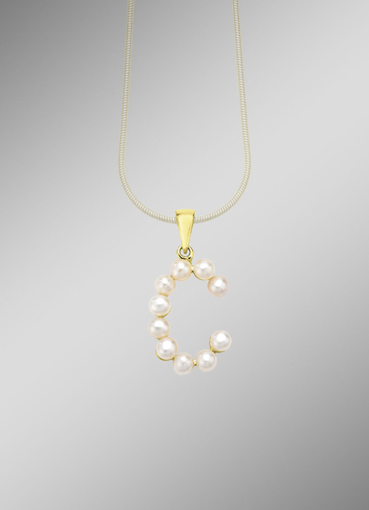 Anhänger - Personalisierte Eleganz: Buchstaben-Anhänger mit Süßwasser-Zuchtperlen, in Farbe , in Ausführung Buchstabe Q Ansicht 5