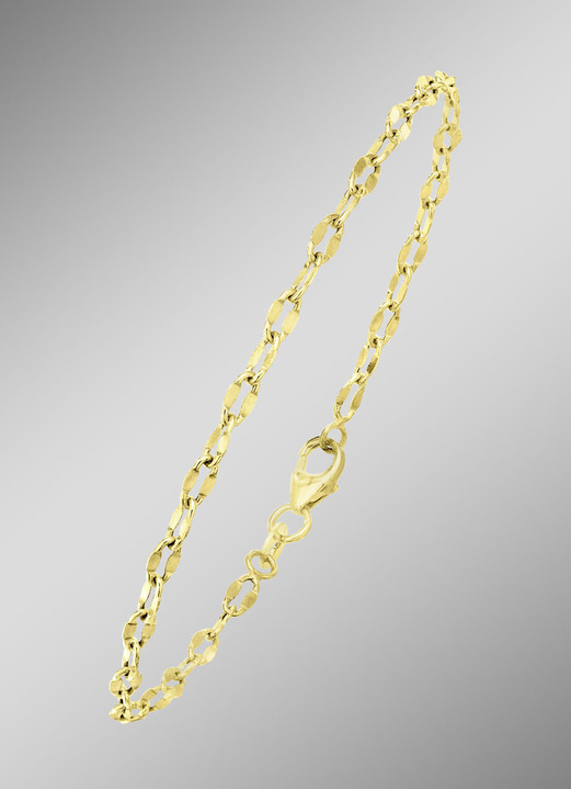 Halsketten - Exquisite Fantasieketten-Garnitur in Gold 375/- fein, in Farbe , in Ausführung Armband, Länge 19 cm Ansicht 1