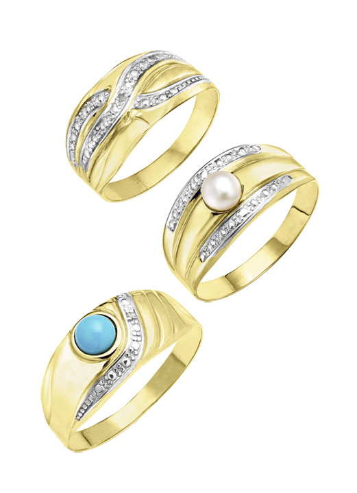 Ringe - Exklusives Damenring-Set in Bicolor Ansicht 2 Ringe - Exklusives Damenring-Set in Bicolor, in Größe 160 bis 220, in Farbe  Ansicht 2