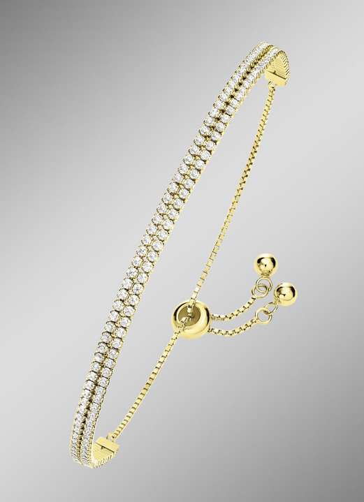 Armbänder - Elegantes doppelreihiges Armband mit synth. Zirkonia, in Farbe , in Ausführung rhodiniert Ansicht 3