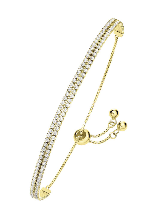 Armbänder - Elegantes doppelreihiges Armband mit synth. Zirkonia, in Farbe , in Ausführung rhodiniert Ansicht 4