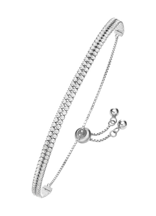 Armbänder - Elegantes doppelreihiges Armband mit synth. Zirkonia, in Farbe , in Ausführung rhodiniert Ansicht 2