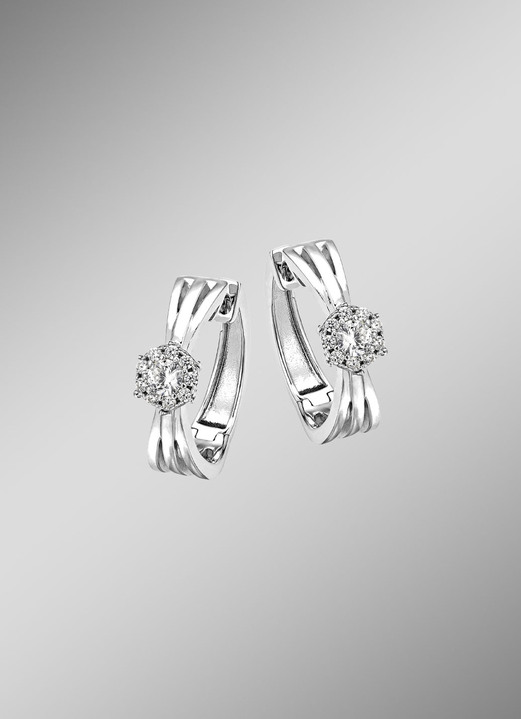 Ohrschmuck - Elegante Creolen mit synth. Zirkonia, in Farbe  Ansicht 1