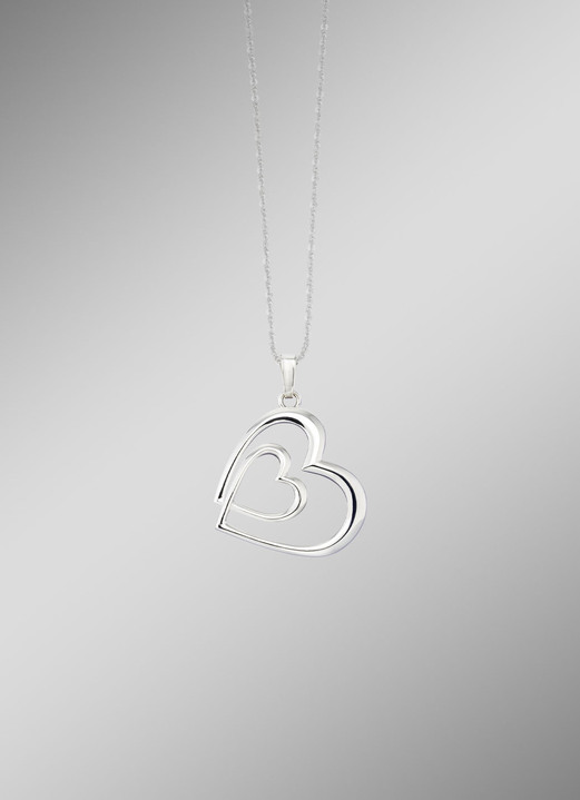 Anhänger - Romantischer Doppelherz-Anhänger in Silber 925/- fein, in Farbe  Ansicht 1